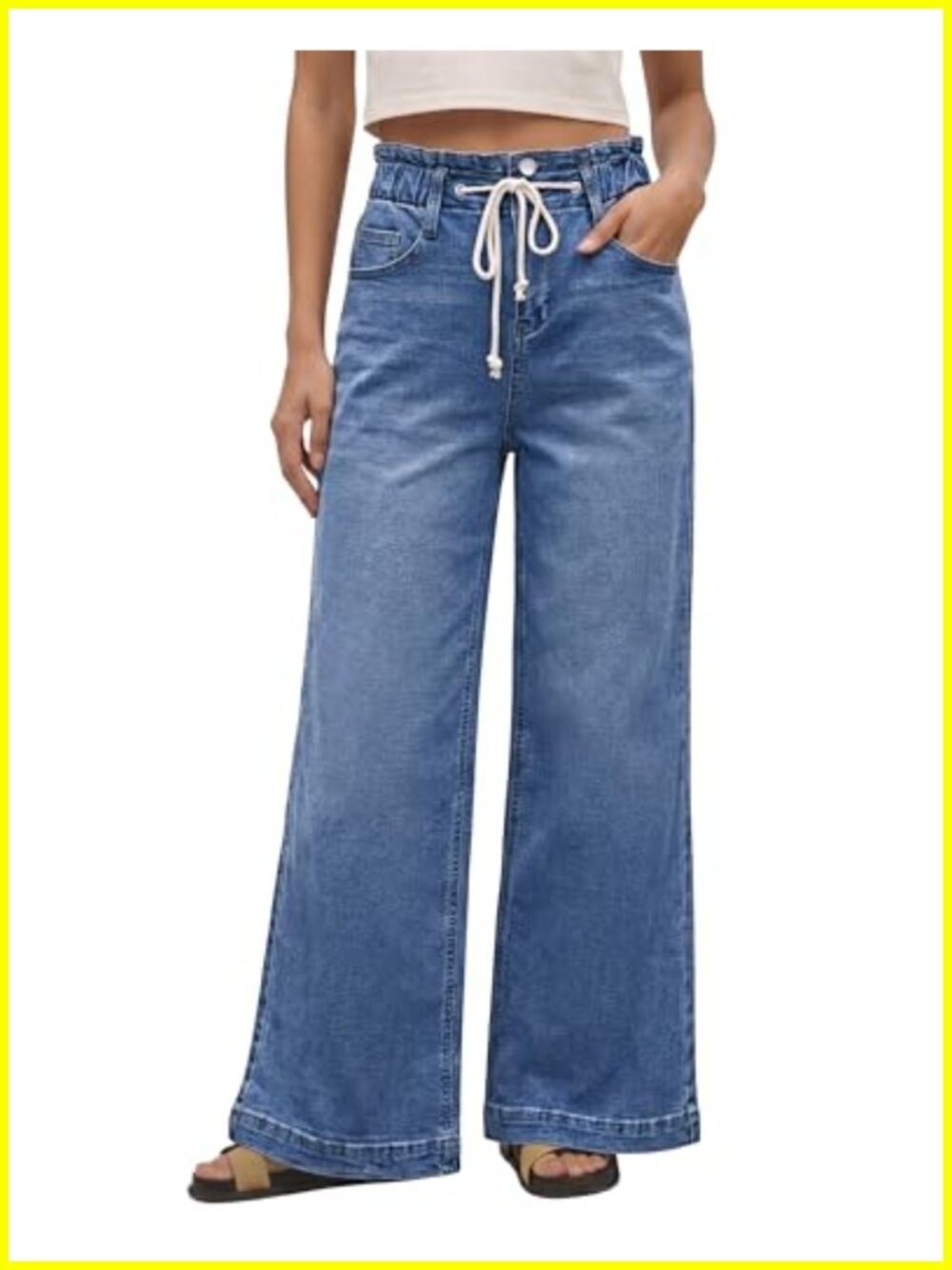 Wide Leg Bell Bottom Baggy Jeans High Waisted Stretch Denim Y2K Pants